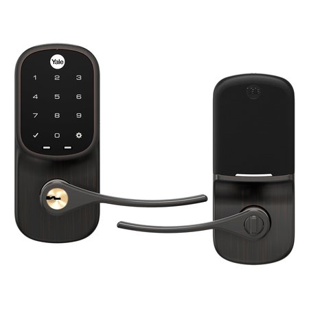 YALE REAL LIVING Connected by August Assure Lever Touchscreen Keyed Entry Lock US10BP Oil Rubbed Bronze Permanent Fin YRL226CBA10BP